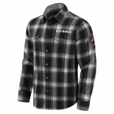 Detroit Red Wings Darius Rucker Collection by Fanatics Black Flannel Plaid Full-Snap Shirt
