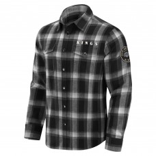 Los Angeles Kings Darius Rucker Collection by Fanatics Black Flannel Plaid Full-Snap Shirt