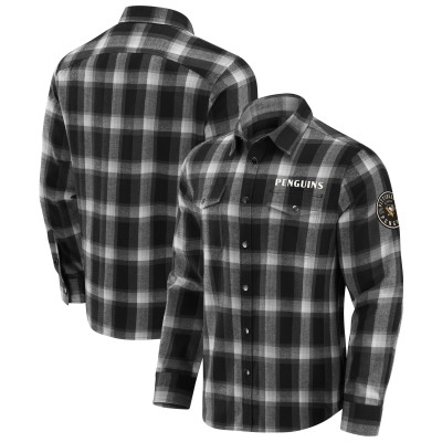 Рубашка Pittsburgh Penguins Darius Rucker Collection by Fanatics Black Flannel Plaid