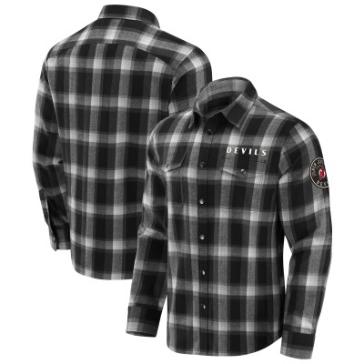 New Jersey Devils Darius Rucker Collection by Fanatics Black Flannel Plaid Full-Snap Shirt