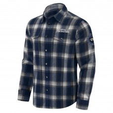 Nashville Predators Darius Rucker Collection by Fanatics Navy Flannel Plaid Full-Snap Shirt