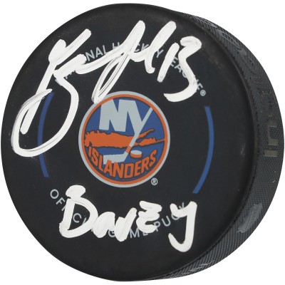 Mathew Barzal New York Islanders Autographed Fanatics Authentic Official Game Puck with Barzy Inscription