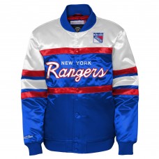 Подростковая New York Rangers Mitchell & Ness Blue Satin Raglan Full-Snap Jacket