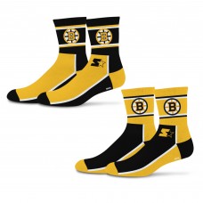 Две пары носков Unisex Boston Bruins Starter Black/Gold Double Color Block Mid-Crew