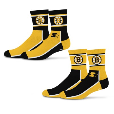 Две пары носков Unisex Boston Bruins Starter Black/Gold Double Color Block Mid-Crew