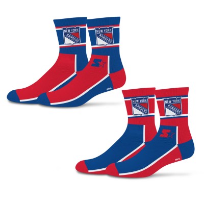 Unisex New York Rangers Starter Blue/White Double Color Block 2-Pack Mid-Crew Socks