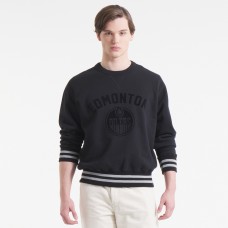 Edmonton Oilers Todd Snyder by Fanatics Black Relaxed Canadian Fleece Crew