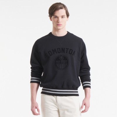 Edmonton Oilers Todd Snyder by Fanatics Black Relaxed Canadian Fleece Crew