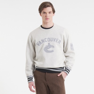 Vancouver Canucks Todd Snyder by Fanatics Heather Gray Relaxed Canadian Fleece Crew