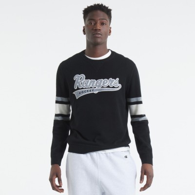 New York Rangers Todd Snyder by Fanatics Black Cashmere Crew Sweater