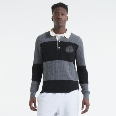 Chicago Blackhawks Todd Snyder by Fanatics Dark Heather Gray Cashmere Rugby Sweater