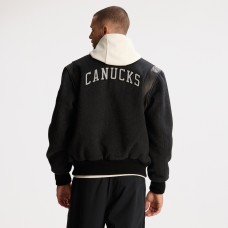 Vancouver Canucks Todd Snyder Dark Heather Gray Cashmere Full-Snap Varsity Jacket