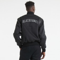 Chicago Blackhawks Todd Snyder Heather Black Cashmere Full-Snap Varsity Jacket