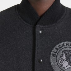Chicago Blackhawks Todd Snyder Heather Black Cashmere Full-Snap Varsity Jacket
