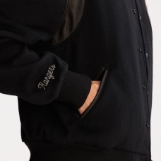 New York Rangers Todd Snyder Black Cashmere Full-Snap Varsity Jacket