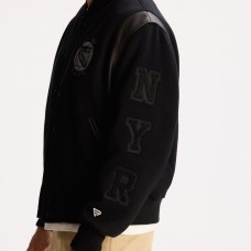 New York Rangers Todd Snyder Black Cashmere Full-Snap Varsity Jacket