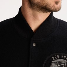 New York Rangers Todd Snyder Black Cashmere Full-Snap Varsity Jacket