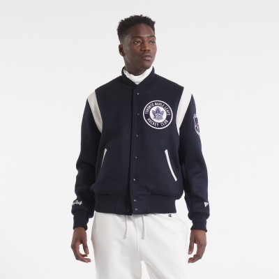 Toronto Maple Leafs Todd Snyder Navy Cashmere Full-Snap Varsity Jacket