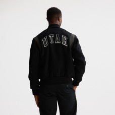 Utah Mammoth Todd Snyder Heather Black Cashmere Full-Snap Varsity Jacket