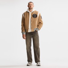 Boston Bruins Todd Snyder Oatmeal Cashmere Full-Snap Varsity Jacket