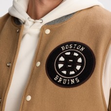 Boston Bruins Todd Snyder Oatmeal Cashmere Full-Snap Varsity Jacket