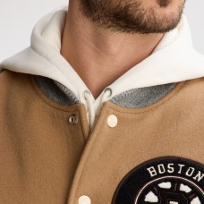 Boston Bruins Todd Snyder Oatmeal Cashmere Full-Snap Varsity Jacket