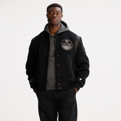 Edmonton Oilers Todd Snyder Navy Cashmere Full-Snap Varsity Jacket