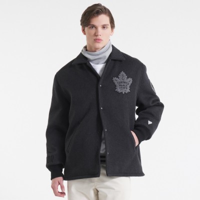 Toronto Maple Leafs Todd Snyder Heather Black Cashmere Full-Snap Coaches Jacket