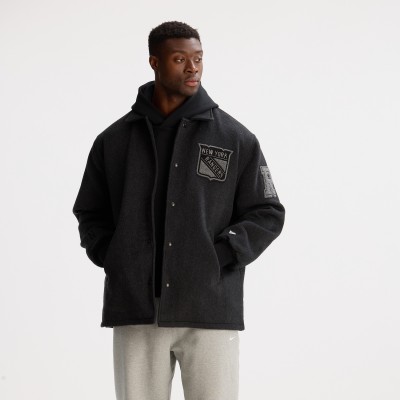 New York Rangers Todd Snyder Heather Black Cashmere Full-Snap Coaches Jacket