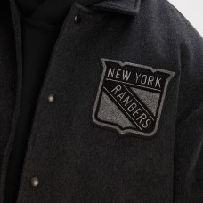 New York Rangers Todd Snyder Heather Black Cashmere Full-Snap Coaches Jacket