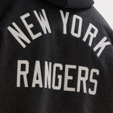 New York Rangers Todd Snyder Heather Black Cashmere Full-Snap Coaches Jacket
