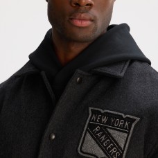 New York Rangers Todd Snyder Heather Black Cashmere Full-Snap Coaches Jacket
