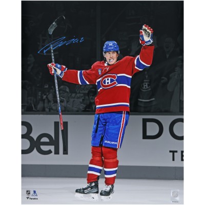 Patrik Laine Montreal Canadiens Autographed Fanatics Authentic 16 x 20 Red Jersey Celebration Spotlight Photograph
