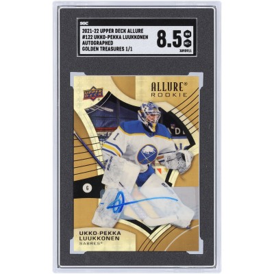 Ukko-Pekka Luukkonen Buffalo Sabres Autographed 2021-22 Upper Deck Allure Golden Treasures #122 #1/1 SGC Authenticated 8.5 Rookie Card