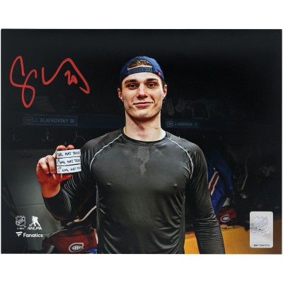 Juraj Slafkovsky Montreal Canadiens Autographed Fanatics Authentic 8 x 10 First NHL Hat Trick Photograph