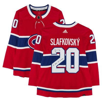 Juraj Slafkovsky Montreal Canadiens Autographed Fanatics Authentic Red adidas Authentic Jersey with 1st NHL HT 4-9-24 Inscription - Limited Edition of 25