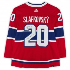 Juraj Slafkovsky Montreal Canadiens Autographed Fanatics Authentic Red adidas Authentic Jersey with 1st NHL HT 4-9-24 Inscription - Limited Edition of 25