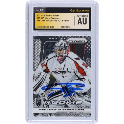 Philipp Grubauer Washington Capitals Autographed 2013-14 Panini Prizm #295 CGC Fanatics Witnessed Authenticated Rookie Card