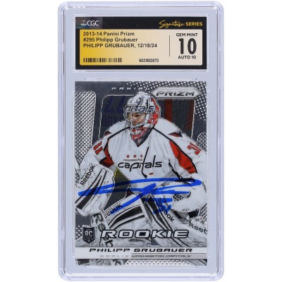 Philipp Grubauer Washington Capitals Autographed 2013-14 Panini Prizm #295 CGC Fanatics Witnessed Authenticated 10/10 Rookie Card