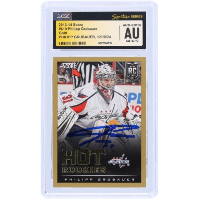 Philipp Grubauer Washington Capitals Autographed 2013-14 Panini Score Gold #619 CGC Fanatics Witnessed Authenticated Auto 10 Rookie Card