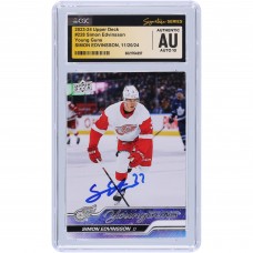 Simon Edvinsson Detroit Red Wings Autographed 2023-24 Upper Deck Series 1 Young Guns #228 CGC Fanatics Witnessed Authenticated Auto 10 Rookie Card