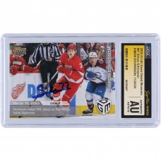 Simon Edvinsson Detroit Red Wings Autographed 2022-23 Upper Deck Game Dated Moments Makes NHL Debut As Red Wings Battle Avalanche #67 #/1199 CGC Fanatics Witnessed Authenticated Auto 10 Rookie Card