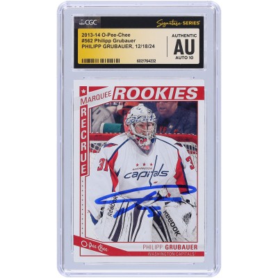 Philipp Grubauer Washington Capitals Autographed 2013-14 Upper Deck O-Pee-Chee #562 CGC Fanatics Witnessed Authenticated Auto 10 Rookie Card