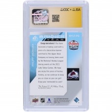 Philipp Grubauer Colorado Avalanche Autographed 2021-22 Upper Deck SP Game Used 2 Color Banner Year Lake Tahoe Games Relics #BYLT-PG CGC Fanatics Witnessed Authenticated Auto 10 Card