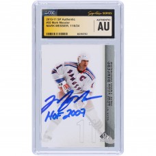 Mark Messier New York Rangers Autographed 2010-11 Upper Deck SP Authentic #58 CGC Fanatics Witnessed Authenticated Card with HOF 2007 Inscription Mark Messier New York Rangers Autographed 2010-11 Upper Deck SP Authentic #58 CGC Fanatics Witnessed Authenticated Card with HOF 2007 Inscription