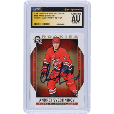 Andrei Svechnikov Carolina Hurricanes Autographed 2018-19 Upper Deck O-Pee-Chee Coast To Coast #165 CGC Fanatics Witnessed Authenticated Auto 10 Rookie Card