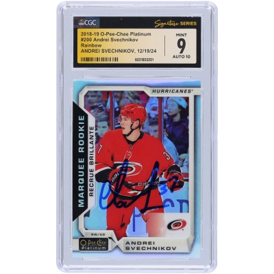 Andrei Svechnikov Carolina Hurricanes Autographed 2018-19 Upper Deck O-Pee-Chee Platinum Rainbow #200 CGC Fanatics Witnessed Authenticated 9/10 Rookie Card