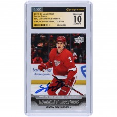 Simon Edvinsson Detroit Red Wings Autographed 2023-24 Upper Deck Series 1 Debut Dates #DD-20 CGC Fanatics Witnessed Authenticated 10/10 Rookie Card