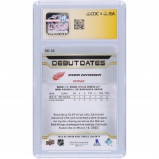 Simon Edvinsson Detroit Red Wings Autographed 2023-24 Upper Deck Series 1 Debut Dates #DD-20 CGC Fanatics Witnessed Authenticated 10/10 Rookie Card