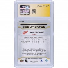 Simon Edvinsson Detroit Red Wings Autographed 2023-24 Upper Deck Series 1 Debut Dates #DD-20 CGC Fanatics Witnessed Authenticated 9/10 Rookie Card